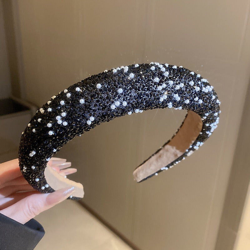 Pearl-encrusted headband high cranial pressure headband