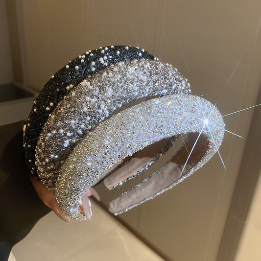 Pearl-encrusted headband high cranial pressure headband