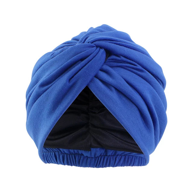 Newly Satin Linning Turban Knotted Double Layer Stretch Head Wrap For Women Indian Cap Muslim Femme Bandanas Hair Care Chemo Cap