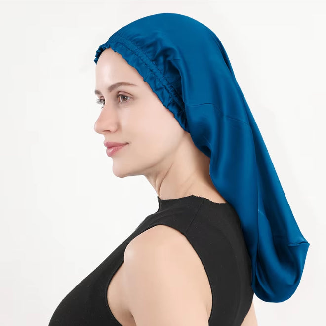 Sleeping cap mulberry silk long hair cap fungus side length cylindrical cap