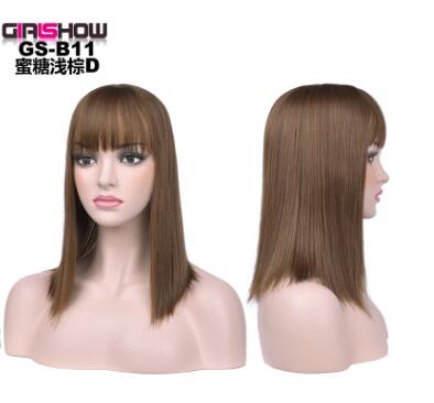 women Bob Wig With Bangs Short Straight Wigs party Synthetic Hair Heat Resistant Fiber fake hair Halloween Perucas