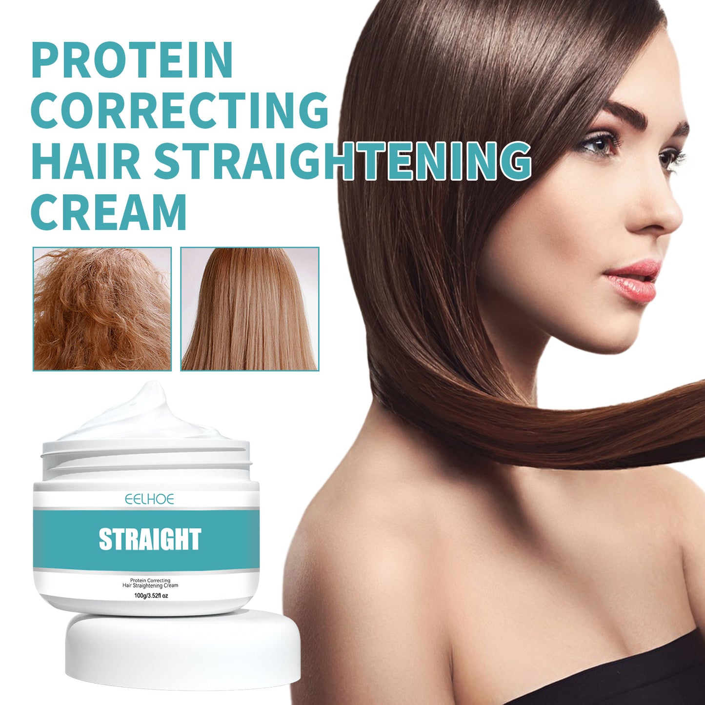 Collagen Hair Straightening Cream, Repair Damaged Hair To Smooth Frizz And Split Free Smoothing Cream