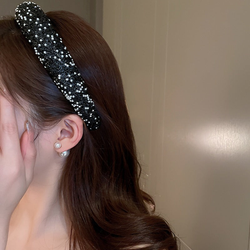 Pearl-encrusted headband high cranial pressure headband