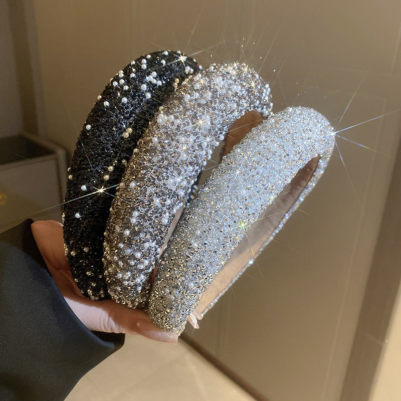 Pearl-encrusted headband high cranial pressure headband