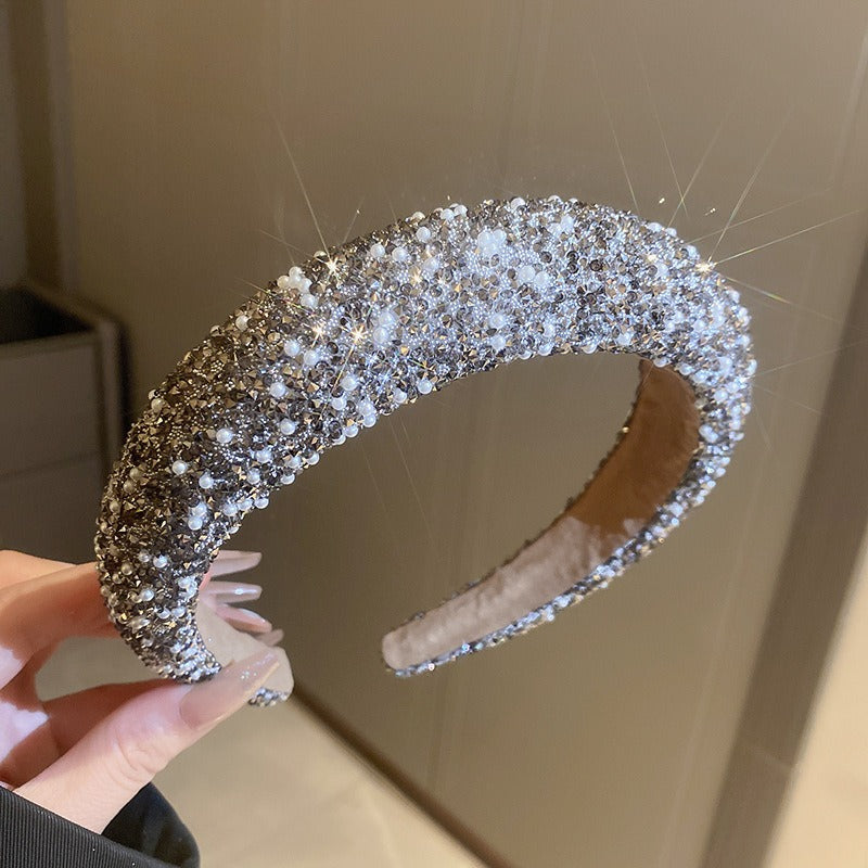 Pearl-encrusted headband high cranial pressure headband