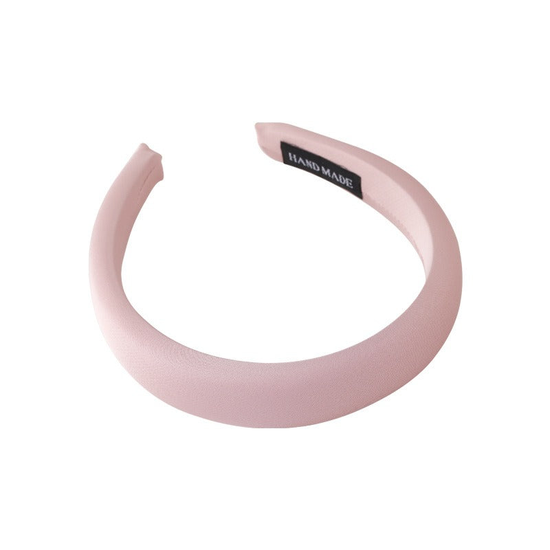 Satin headband women's spring and summer wide-brimmed high-crest headband showing face