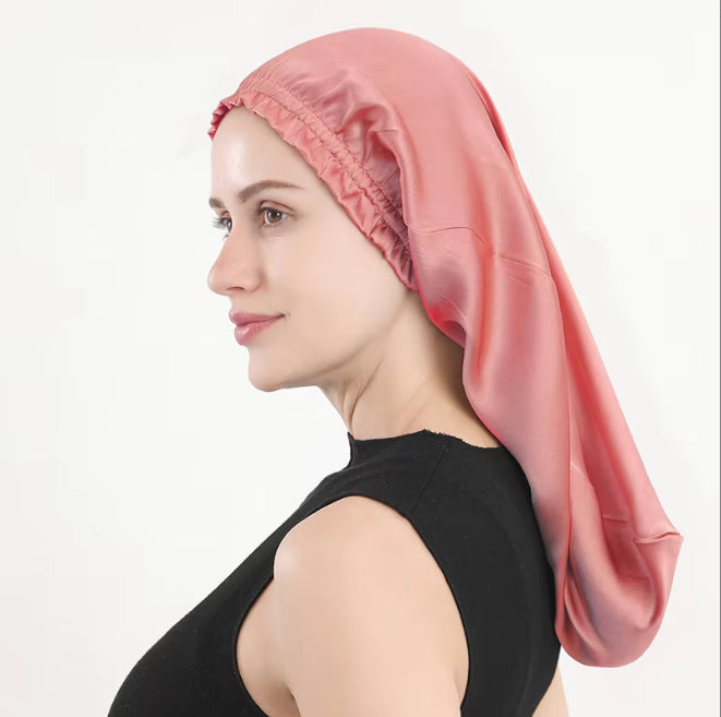 Sleeping cap mulberry silk long hair cap fungus side length cylindrical cap